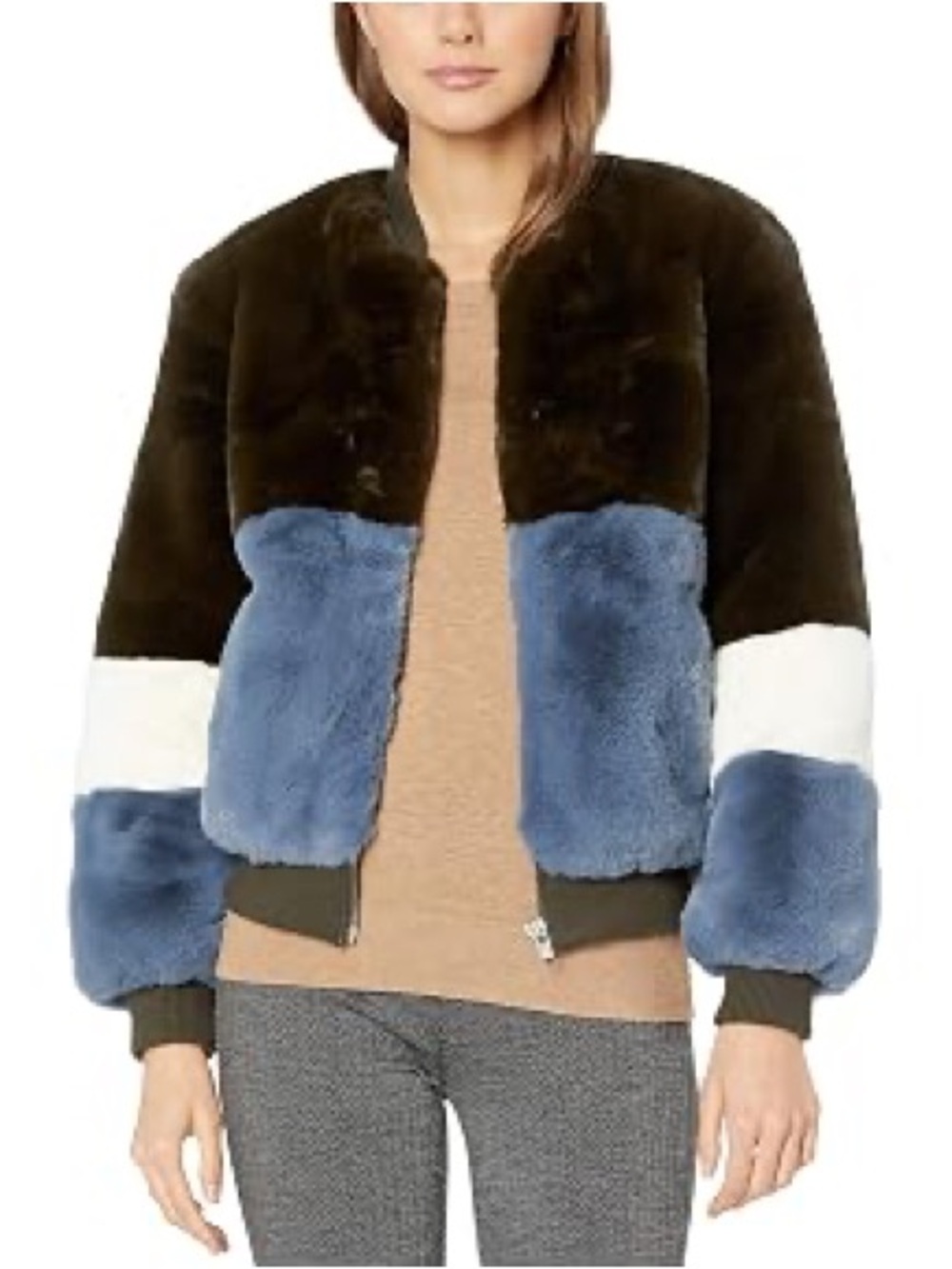 APPARIS Brigitte Colorblock Faux Fur Coat